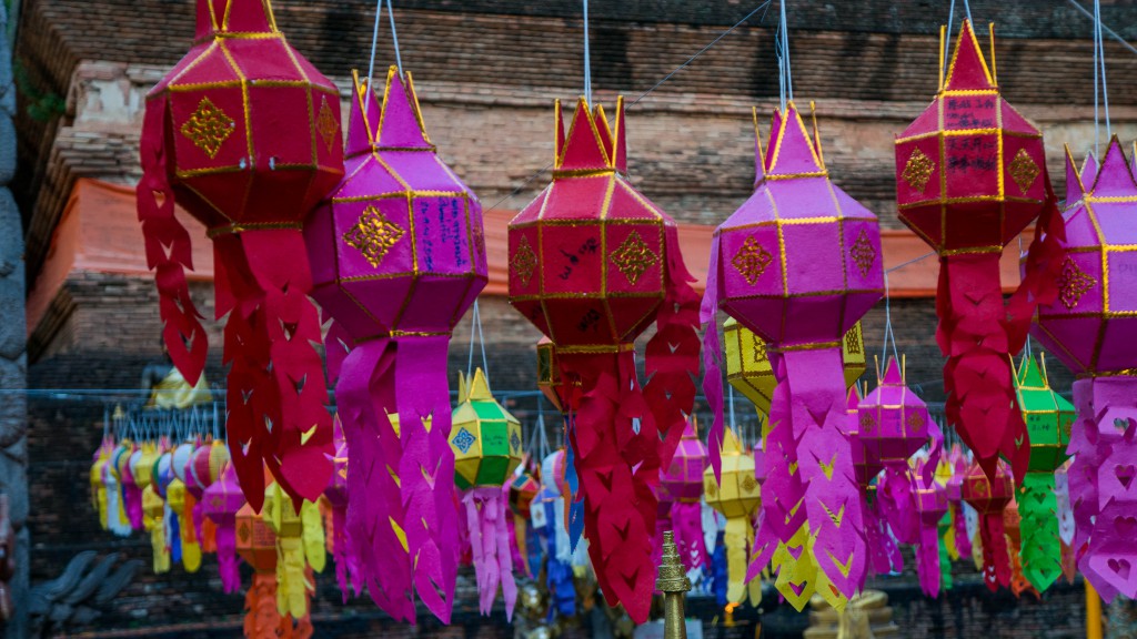 Bunte Laternen im Wat Lok Molee in Chiang Mai